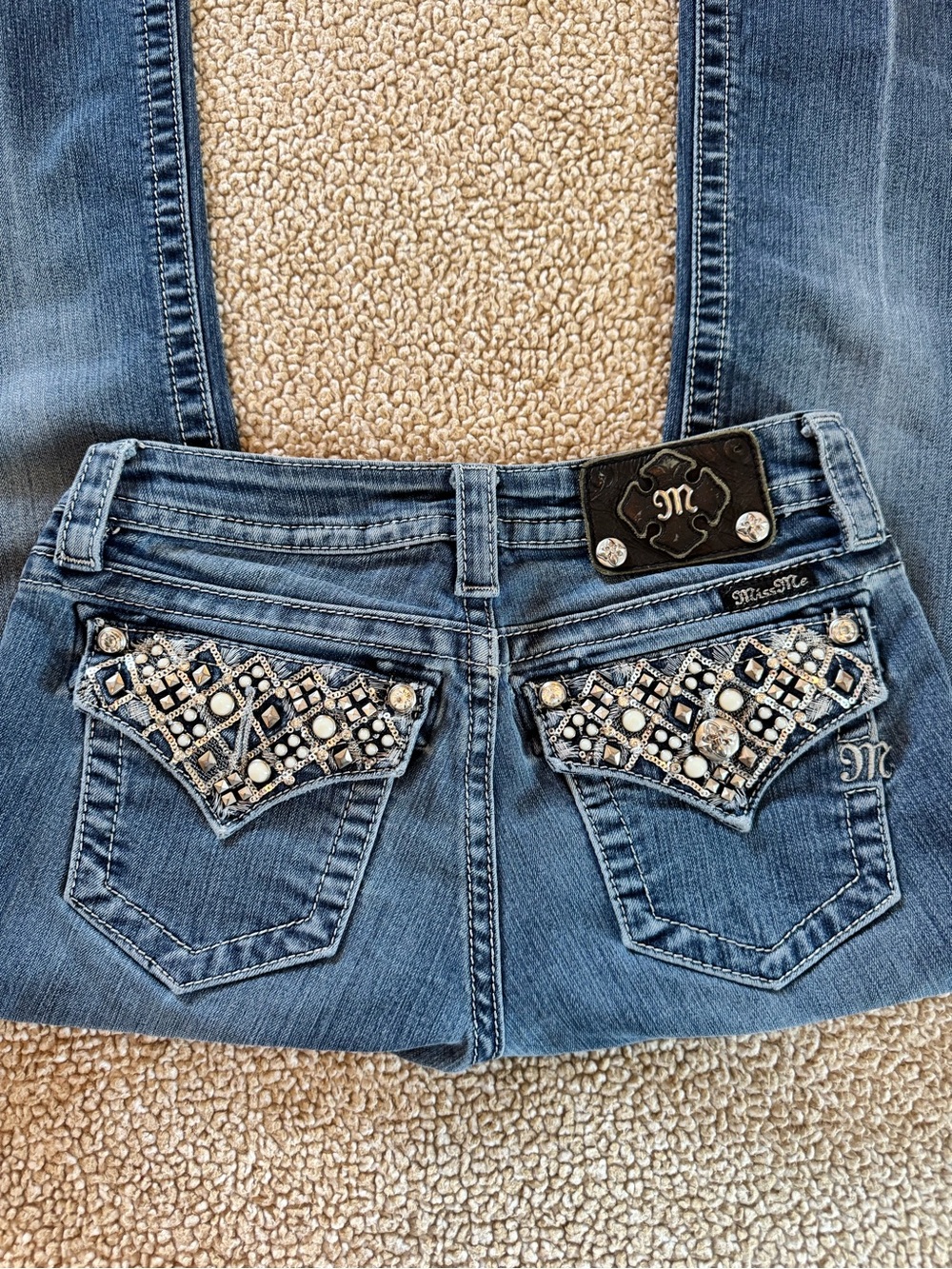 Miss Me JP7080B Signature Bootcut Jeans Size 26 Embellished Y2K